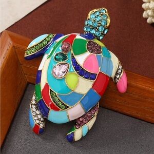 Colorful Mosaic Turtle Brooch